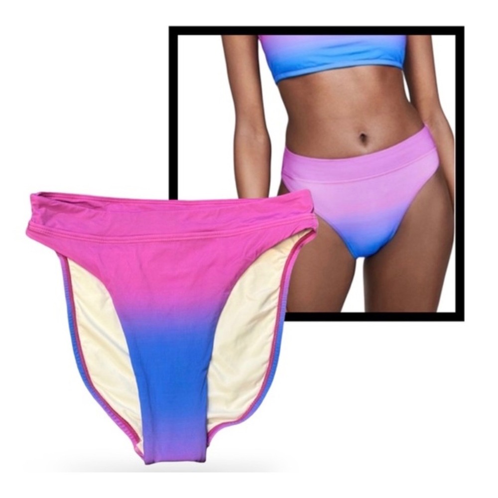 PilyQ Ombre Purple High Waist Full Bikini Bottoms OMP-252F Size Small NWT